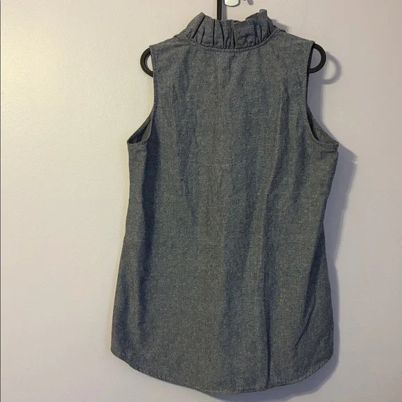 Mud Pie Blue Chambray Sleeveless Ruffle Collar Tunic Top size L (12-14) - Picture 10 of 15